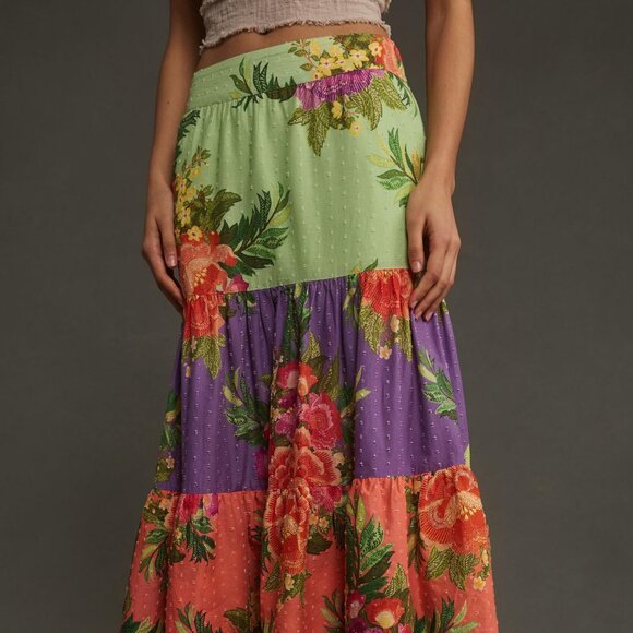 FARM RioTiered Floral Maxi Skirt